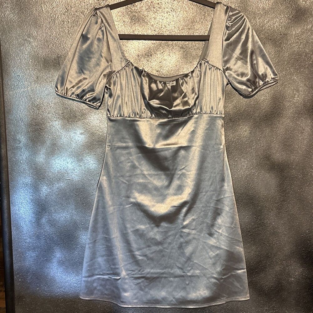 Divided Metallic Silver 90s Style Babydoll Dress S Party Vegas Date Club NWT
